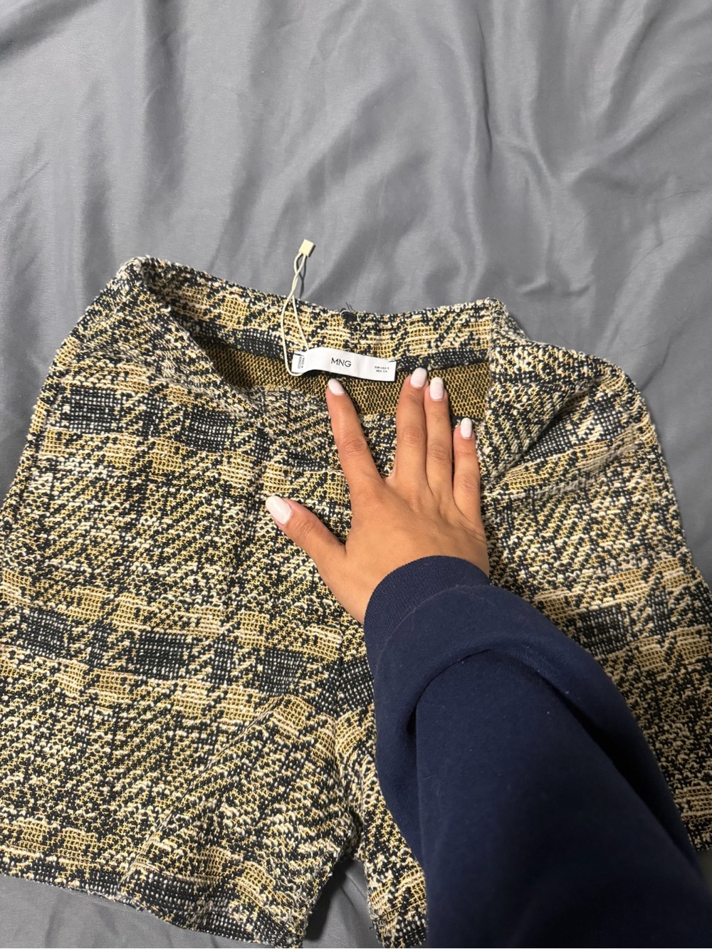 Mango Tweed Mini Short in Black and Tan